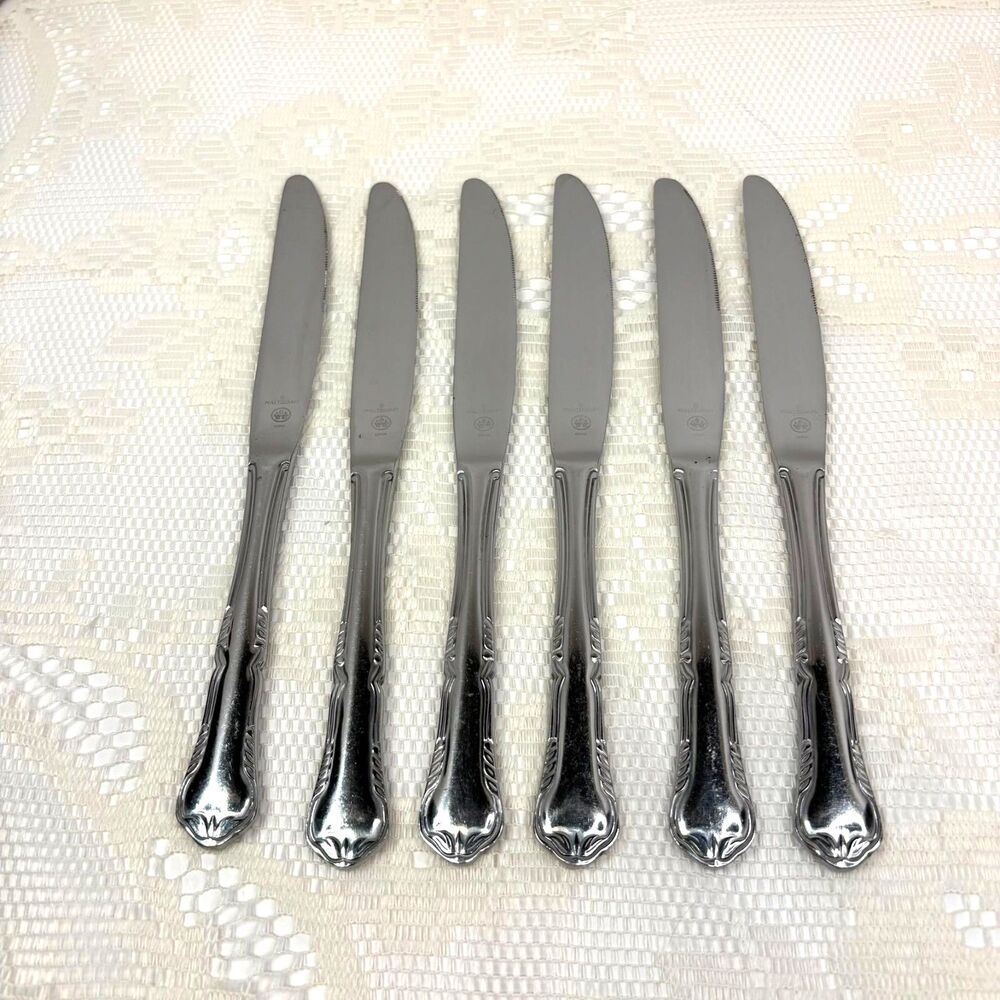 Pfaltzgraff Presley Stainless Dinner Knives 9" Scroll Edge Lot of 6 PFFPRE